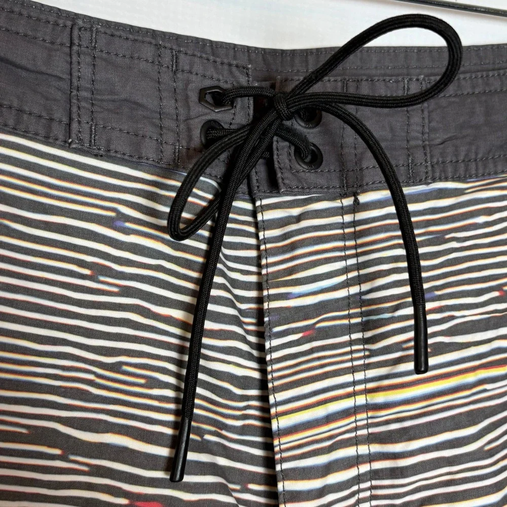 RVCA Nature Mens Size 36 Board Shorts Multi Glitch Stripe Swim Trunks‎ Beach